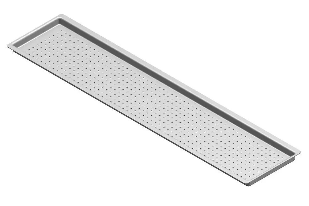 BOSCH Gas- und Luftverteilerplatte aus Metall mit einer perforierten Oberfläche und rechteckiger Form. Geeignet für verschiedene Anwendungen im Bereich der Heiztechnik.